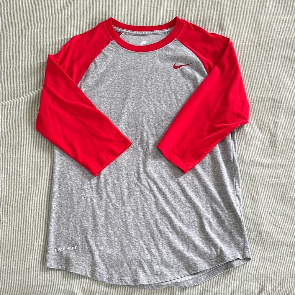 Nike Red and Gray Baseball Tee